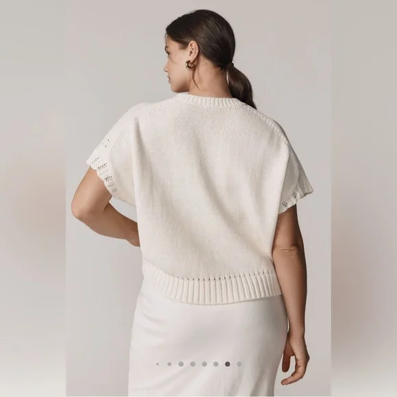 NWT Anthropologie Maeve Short-Sleeve Crew-Neck Veggie Motif Graphic Sweater L